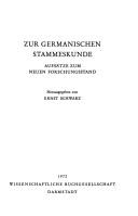 Cover of: Zur germanischen Stammeskunde: Aufsätze zum neuen Forschungsstand.