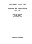Cover of: Vorlesungen über Rechtsphilosophie, 1818-1831.