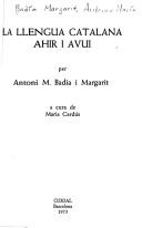 Cover of: llengua catalana ahir i avui