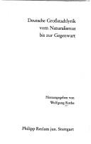 Cover of: Deutsche Grossstadtlyrik vom Naturalismus bis zur Gegenwart