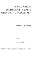 Cover of: Franz Kafka: Dichtungstheorie u. Dichtungsgestalt