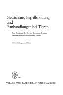 Cover of: Gedächtnis, Begriffsbildung und Planhandlungen bei Tieren.