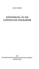 Cover of: Einführung in die lateinische Epigraphik