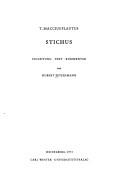 Cover of: T. Maccius Plautus: Stichus