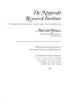Cover of: The nonprofit research institute: its origin, operation, problems, and prospects.