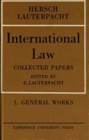 Cover of: International law, being the collected papers of Hersch Lauterpacht
