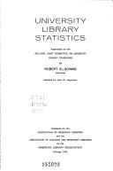 Cover of: University library statistics.