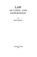 Cover of: Law as logic and experience