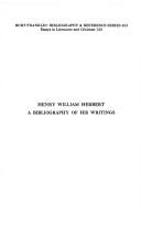 Cover of: Henry William Herbert (Frank Forester): a bibliography of his writings, 1832-1858.