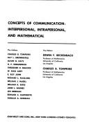 Cover of: Concepts of communication: interpersonal, intrapersonal, and mathematical.
