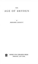Cover of The age of Dryden by richard garnett