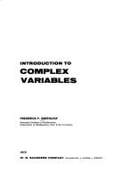 Cover of: Introduction to complex variables by Frederick P. Greenleaf