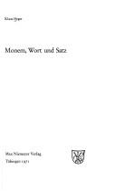 Cover of: Monem, Wort und Satz. by Klaus Heger