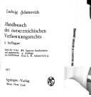 Cover of: Handbuch des österreichischen Verfassungsrecht.