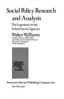 Cover of: Social policy research and analysis: the experience in the Federal social agencies.