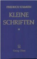 Cover of: Kleine Schriften. by Friedrich Solmsen