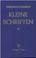 Cover of: Kleine Schriften.