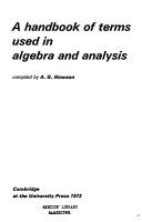 Cover of: A handbook of terms used in algebra and analysis