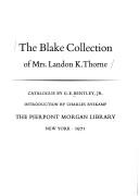 Cover of: The Blake collection of Mrs. Landon K. Thorne.