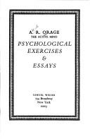 Cover of: Psychological exercises by A. R. Orage