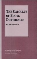 Cover of: The calculus of finite differences by L. M. Milne-Thomson