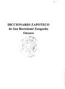 Cover of: Diccionario zapoteco de San Bartolomé Zoogocho, Oaxaca