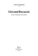 Cover of: Giovanni Boccaccio by Antonio Gagliardi