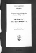 Cover of: Ricordando Raffaele Cantarella: miscellanea di studi