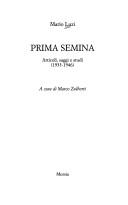 Cover of: Prima semina: articoli, saggi e studi (1933-1946)