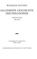 Cover of: Allgemeine Geschichte der Philosophie: Vorlesungen 1900-1905