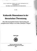 Cover of: Kulturelle Dimensionen in der literarischen Übersetzung by Heidi Zojer