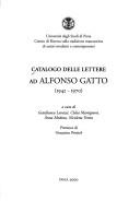 Cover of: Catalogo delle lettere ad Alfonso Gatto (1942-1970)