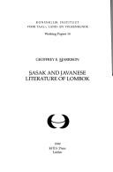 Sasak and Javanese literature of Lombok by Geoffrey Marrison