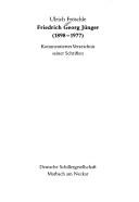 Cover of: Friedrich Georg Jünger (1898-1977): kommentiertes Verzeichnis seiner Schriften