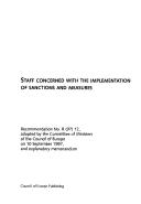 Cover of: Staff concerned with the implementation of sanctions and measures: recommendation no. R(97)12, adopted by the Committee of Ministers of the Council of Europe on 10 September 1997, and explanatory memorandum.