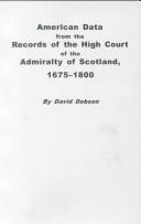 Cover of: American data from the records of the High Court of the Admiralty of Scotland, 1675-1800