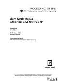 Cover of: Rare-earth-doped materials and devices IV: 26-27 January, 2000, San Jose, California