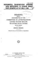 Cover of: Supplemental Transportation Appropriations Reinvestment to Upgrade Productivity (STARTUP) Act of 1992, S. 2169: Hearing before a subcommittee of the Committee ... second session, special hearing (S. hrg) | United States
