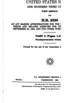 Cover of: Department of the Interior and related agencies appropriations for fiscal year 1994 by United States, United States