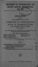 Cover of: Department of Transportation and related agencies appropriations for 1995: hearings before a subcommittee of the Committee on Appropriations, House of Representatives, One Hundred Third Congress, second session