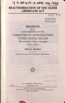 Cover of Reauthorization of the Older Americans Act by United States
