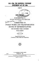 Cover of: H.R. 4704, the Hopewell Township Investment Act of 1994 by United States