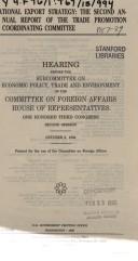 Cover of: National export strategy: The second annual report of the Trade Promotion Coordinating Committee  by United States