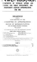 Cover of: Departments of Veterans Affairs and Housing and Urban Development, and independent agencies appropriations for 1996: hearings before a subcommittee of the Committee on Appropriations, House of Representatives, One Hundred Fourth Congress, first session