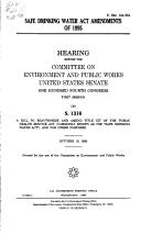Cover of: Safe Drinking Water Act Amendments of 1995 | United States