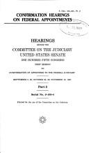 Cover of: Confirmation hearings on federal appointments by United States