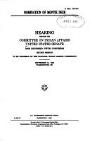 Nomination of Montie Deer by United States. Congress. Senate. Committee on Indian Affairs (1993- )