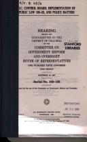 Cover of: D.C. Control Board, implementation of Public Law 105-33, and police matters by United States. Congress. House. Committee on Government Reform and Oversight. Subcommittee on the District of Columbia.