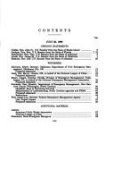 Cover of: Federal Emergency Management Agency reforms: hearing before the Subcommittee on Clean Air, Wetlands, Private Property and Nuclear Safety of the Committee on Environment and Public Works, United States Senate, One Hundred Fifth Congress, second session, July 23, 1998.