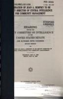 Cover of: Nomination of Joan A. Dempsey to be Deputy Director of Central Intelligence for Community Management: hearing before the Select Committee on Intelligence of the United States Senate, One Hundred Fifth Congress, second session ... Thursday, May 21, 1998, Friday, May 22, 1998.